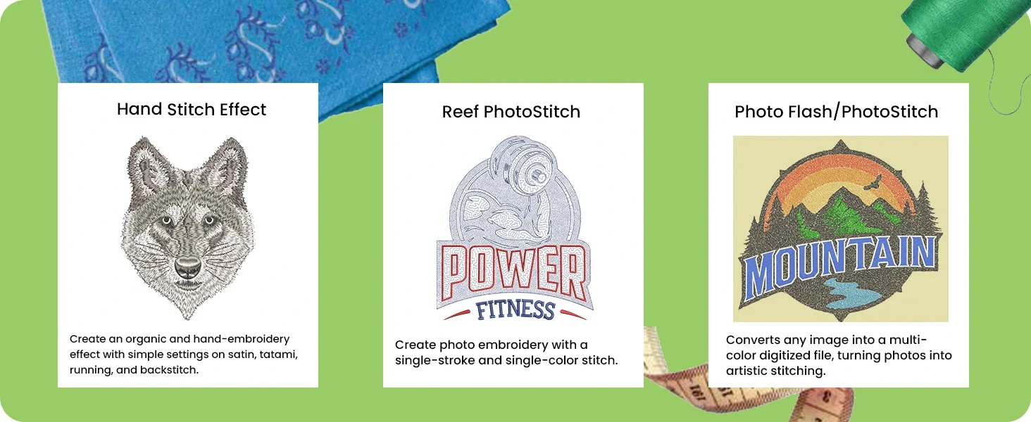 Reef PhotoStitch and Photo Flash sample embroideries